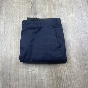 Brooks Brothers Advantage Clark Blue Plaid Mens Chino Pants 35x32 Flat Front